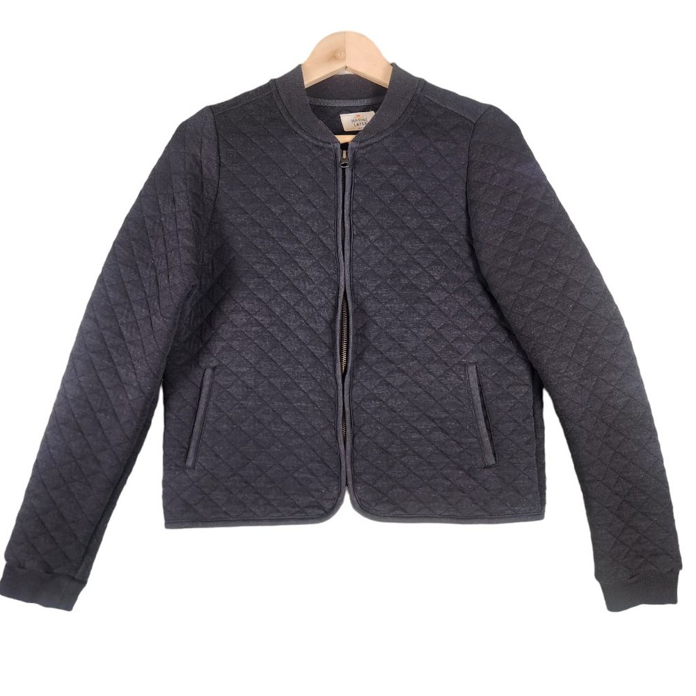 Marine Layer Corbet Quilted Bomber Women's Medium Gray Full Zip
